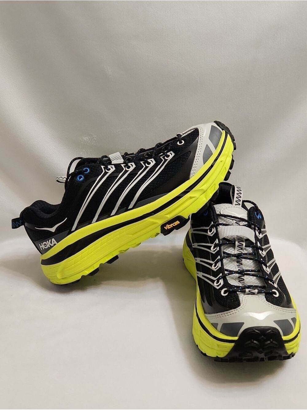 HOKA Mafate Three2 Black Citrus Trail Running Shoes (Uni M Size 6, W Size 7)